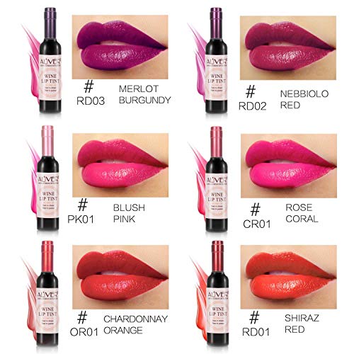 XIDORE 6 Colors Wine Lip Tint,Long Lasting Waterproof Lip Tint Set,Wine Lipstick Matte , Lip Stain Lip Gloss for Girlfriends, Mom,Wife,Women