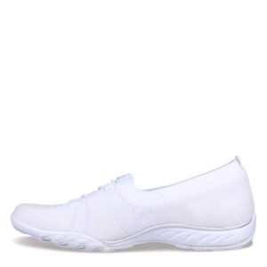 skechers women's breathe easy-simple pleasure sneaker, white, 6.5