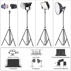 Aluminum Alloy Light Stand 9.5 Feet/2.8m Adjustable Spring Cushioned Photography Tripod Stands for Photo Studio Speedlight Flashes, Ring Light, Photographic Equipments Thickening Flash Stand, 2 Pack