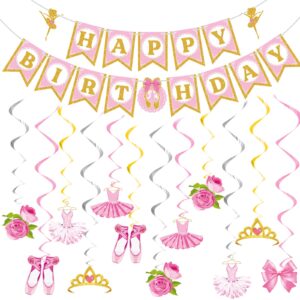 37 pieces ballet birthday party supplies ballerina birthday banner ballerina party decoration ballet party banner ballerina swirl decoration pink ballerina cutouts for girls birthday baby shower party