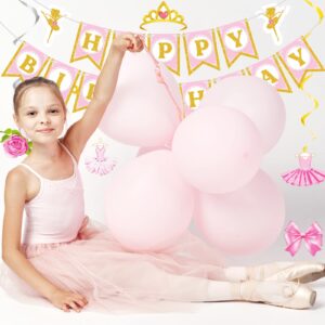 37 Pieces Ballet Birthday Party Supplies Ballerina Birthday Banner Ballerina Party Decoration Ballet Party Banner Ballerina Swirl Decoration Pink Ballerina Cutouts for Girls Birthday Baby Shower Party