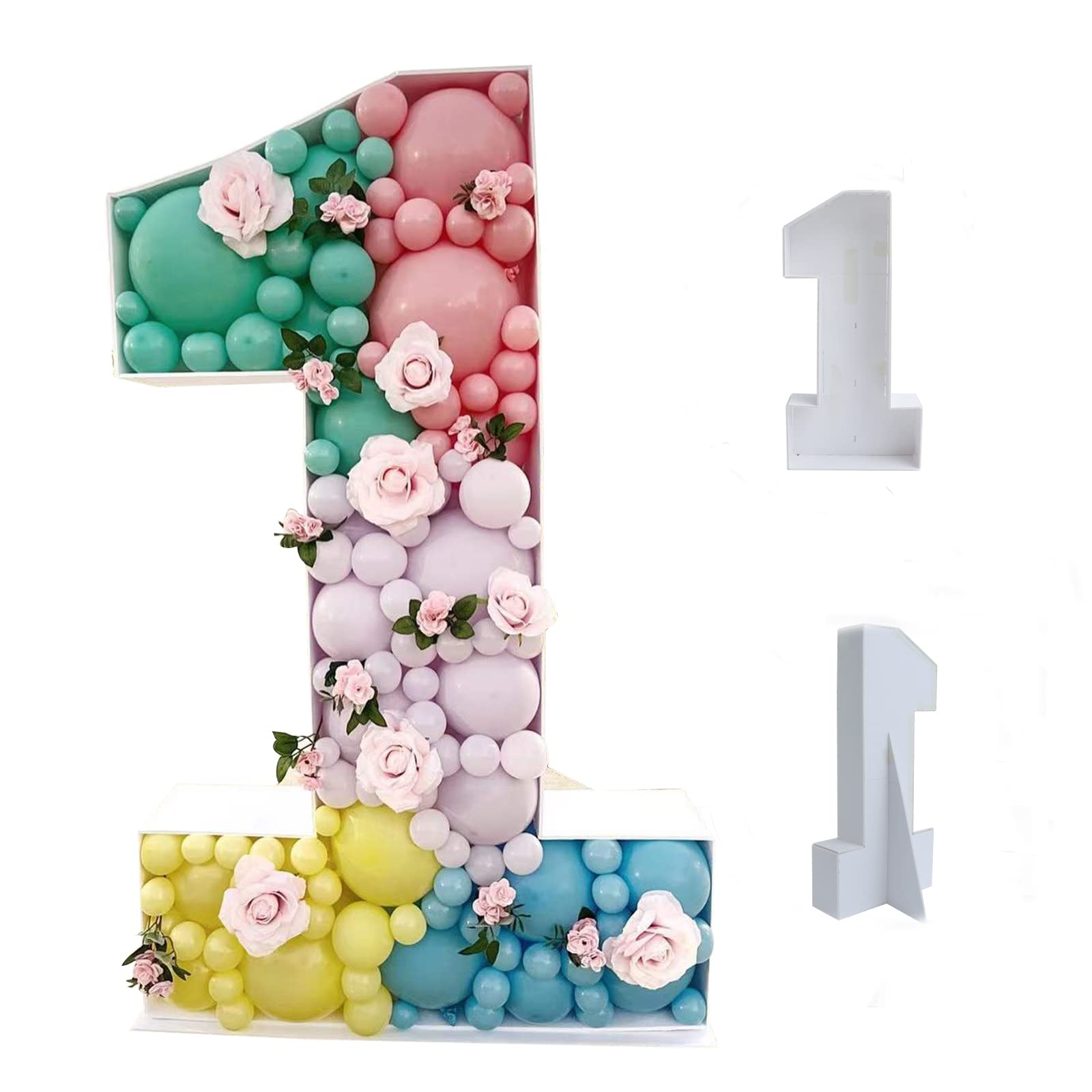 First Birthday Party Decorations - Mosaic Number 1 Balloon Frame Pre-Cut 1st Birthday Girl Anniversary Party Home/Outdoor Backdrop Sign