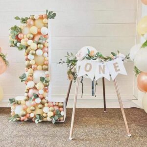 First Birthday Party Decorations - Mosaic Number 1 Balloon Frame Pre-Cut 1st Birthday Girl Anniversary Party Home/Outdoor Backdrop Sign