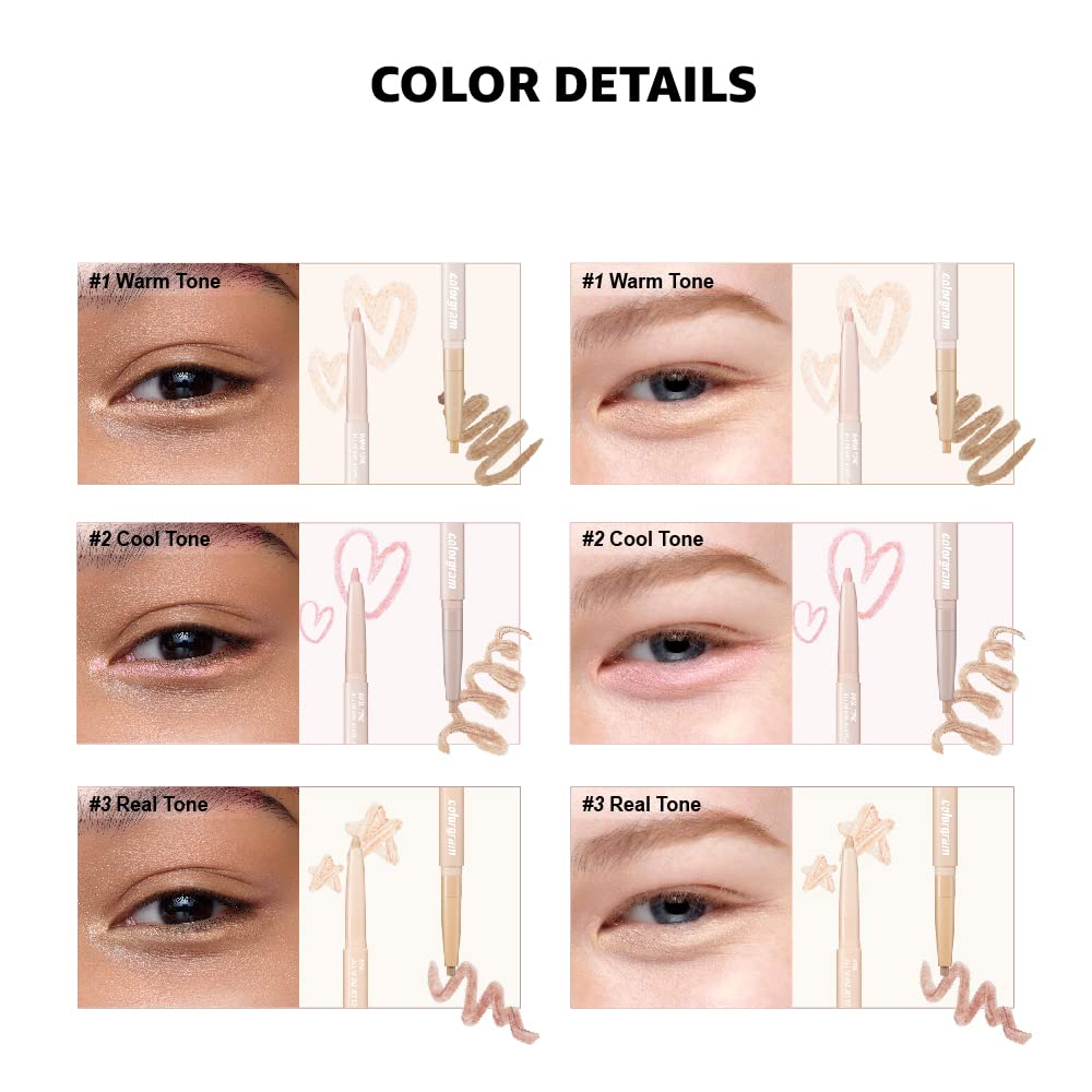 COLORGRAM Under Eye Highlighter Stick 03 Real Tone | Silky-smooth Long-lasting Highlighter & Contouring Stick for Smudge-proof Shining Daily Makeup