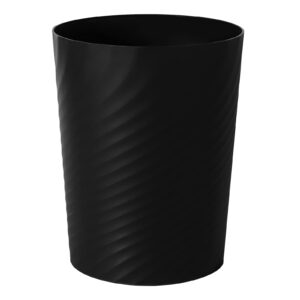 uujoly plastic small trash can wastebasket, garbage container basket for bathrooms, laundry room, kitchens, offices, kids rooms, dorms, (black, 1.8 gallon)