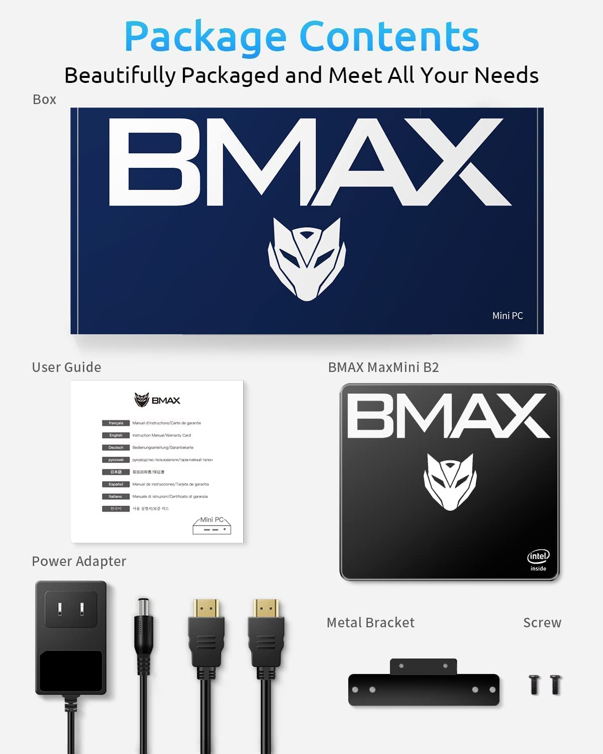 Bmax Mini PC B2 S 6GB DDR4/128GB eMMC, N4020 (up to 2.8 GHz) Micro Desktop Computer, 60Hz Dual Display HTPC, Gigabit Ethernet, Dual-Band Wi-Fi/HDMI VGA Port BT 4.2 USB 3.0 x4