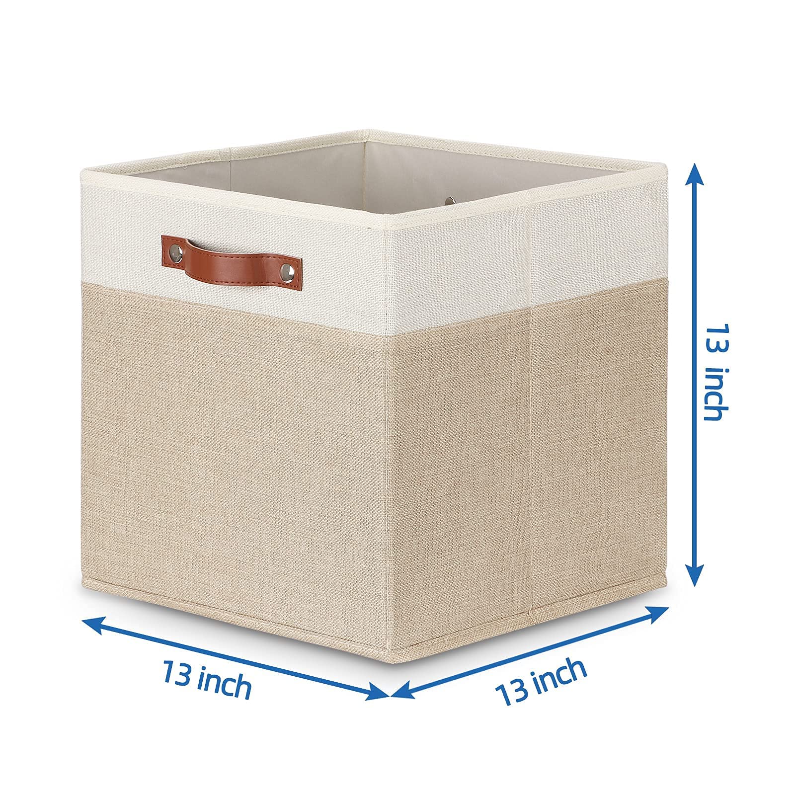 Temary Storage Baskets 13 Inch Fabric Storage Cubes Set of 6 Storage Baskets for Shelves Closet Baskets for Storage with Handles, Cloth Organizer Bins for Home, Office