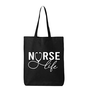 tees & tails nurse life canvas multipurpose tote bag reusable all-natural gift bag with gusset (1 count)