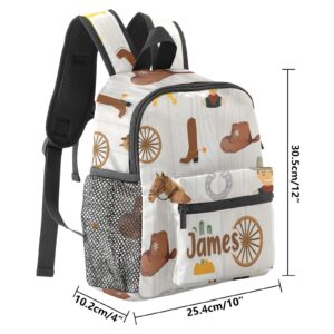 Grandkli Cowboy Personalized Kids Toddler Backpack for Boys Girls ,Custom Mini School Backpack Bags Kindergarten, Option , 10 in (L) x 4 in (W) x 12 in (H)