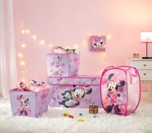 disney minnie mouse 4 piece storage solution set with pop up hamper, collapsible storage trunk and 2 nestable storage bins