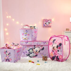 Disney Minnie Mouse 4 Piece Storage Solution Set with Pop Up Hamper, Collapsible Storage Trunk and 2 Nestable Storage Bins