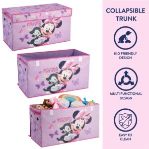 Disney Minnie Mouse 4 Piece Storage Solution Set with Pop Up Hamper, Collapsible Storage Trunk and 2 Nestable Storage Bins