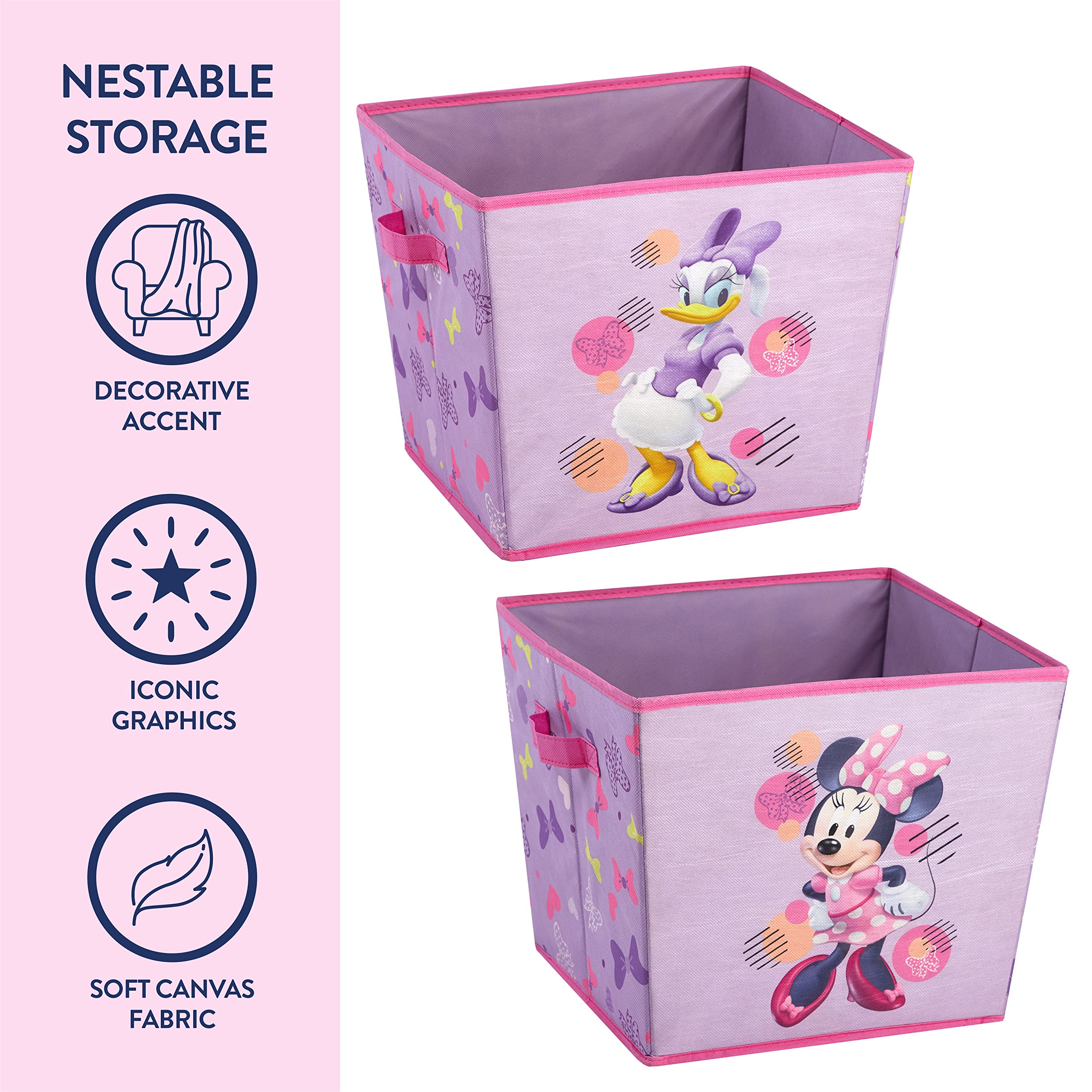 Disney Minnie Mouse 4 Piece Storage Solution Set with Pop Up Hamper, Collapsible Storage Trunk and 2 Nestable Storage Bins