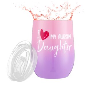 ayana dreams daughter wine coffee tumbler - personalized birthday graduation christmas wedding 21st gifts from mom dad - proud of you gifts for daughter in law - gift ideas 21 year old (pink/purple)