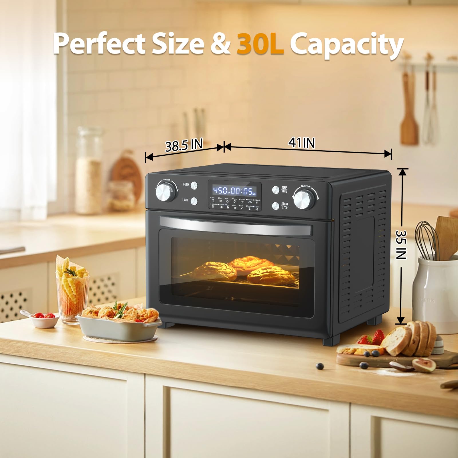 26 inch Toaster Oven Freestanding and Wall Mounted, Toaster Oven with Remote Control & Touch Screen, Adjustable Flame Color and Speed, Log/Crystal Options