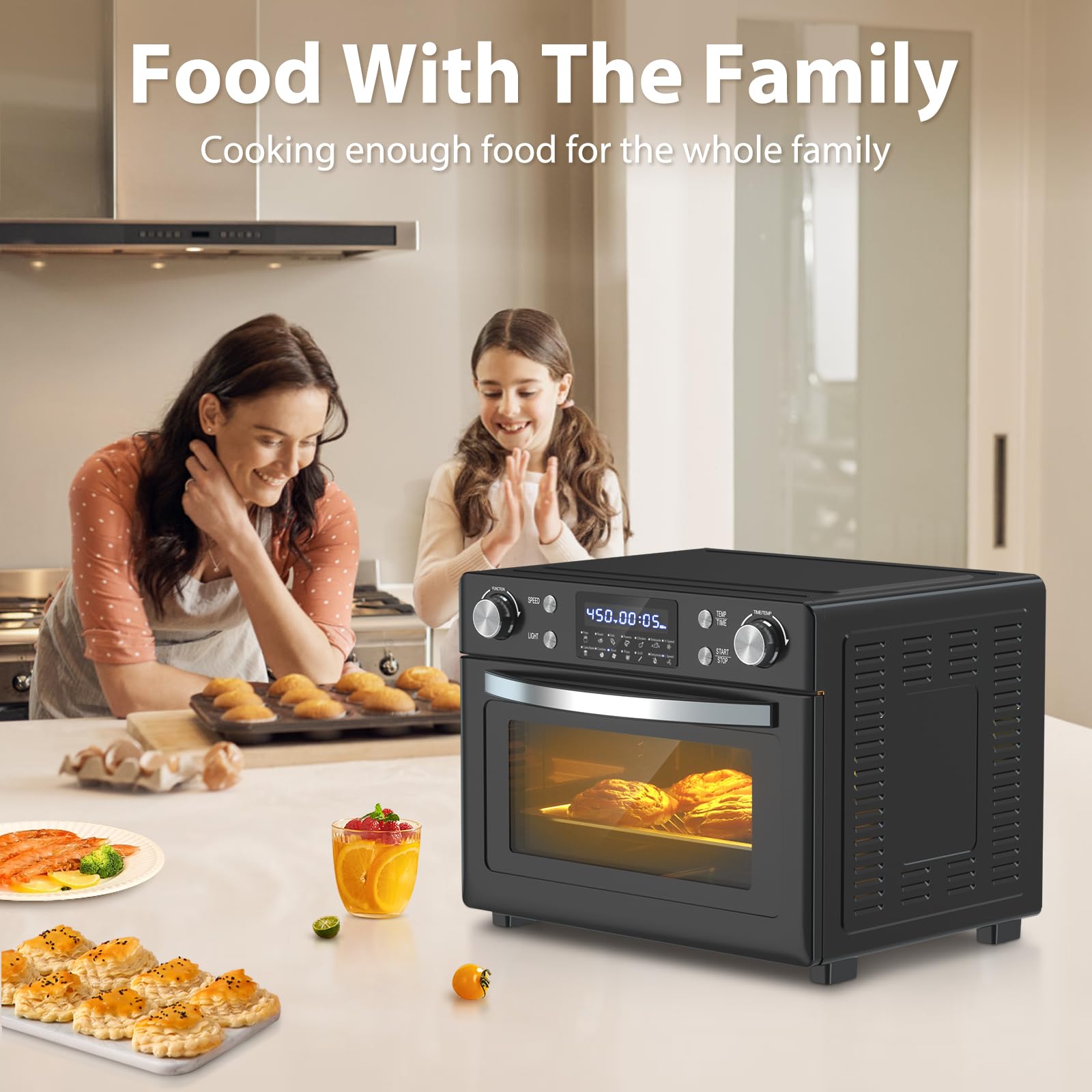 26 inch Toaster Oven Freestanding and Wall Mounted, Toaster Oven with Remote Control & Touch Screen, Adjustable Flame Color and Speed, Log/Crystal Options