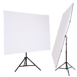 gskaiwen 5x6.5ft white backdrop with stand,wrinkle-resistant collapsible background chromakey white screen for photo studio video shooting, portrait headshot photography