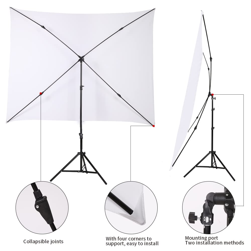 GSKAIWEN 5x6.5ft White Backdrop with Stand,Wrinkle-Resistant Collapsible Background Chromakey White Screen for Photo Studio Video Shooting, Portrait Headshot Photography