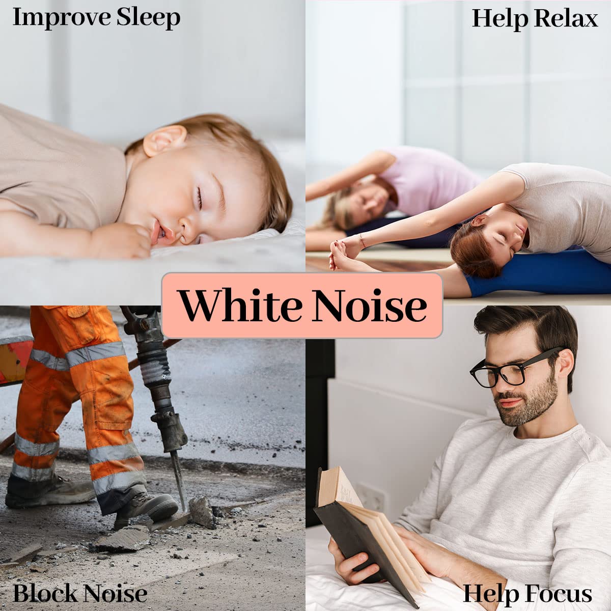 Meditation White Noise Sound Machine with 30 Soothing Sounds 12 Colors Night Light 10 Brightness Levels 32-Level Volume Control 4 Timers and Memory Function Sleep Machine for Baby Kids Adults (White)