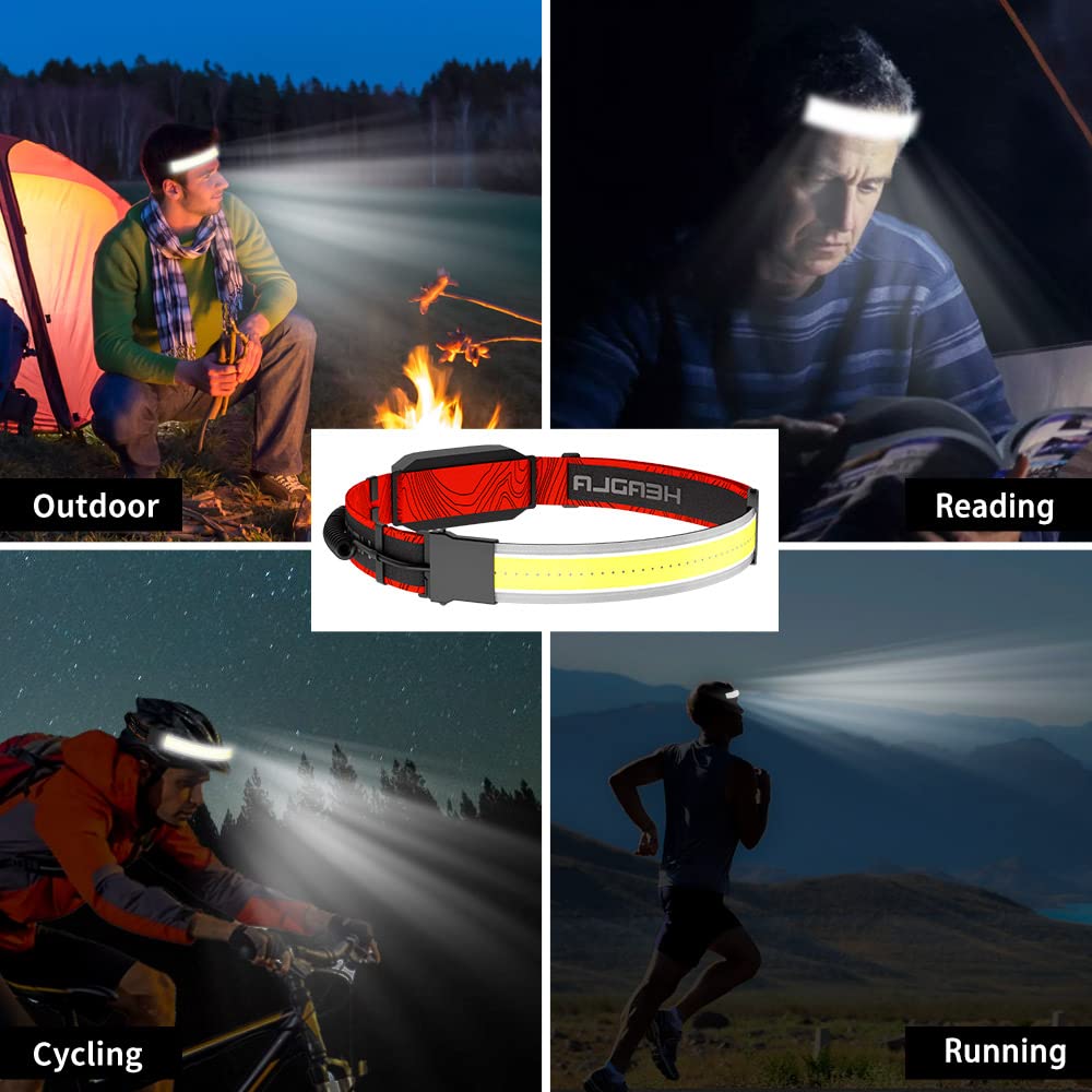 NESDCC Headlamp Rechargeable, 2-Pack Head Lamp Flashlight Head Light Hard Hat Light Headlamps for Adults Wide Beam Led Headlamp with Red Light Super Bright Waterproof Headlamps for Camping Hiking