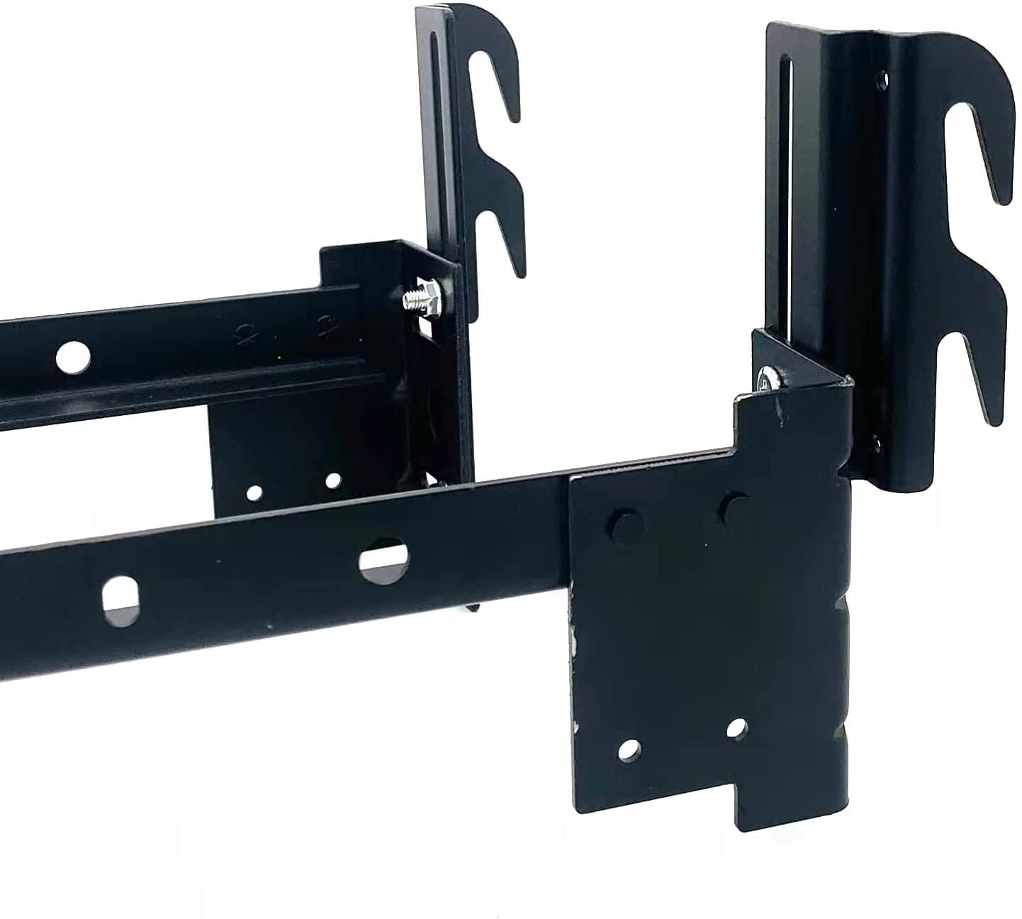 ruiru bro 2Pcs #711 Bolt-On to Hook-On Bed Frame Conversion Brackets for Headboard or Footboard,Bed Hook Adapter kit with Hardware, Hook on Bed Rails Brackets(Black)