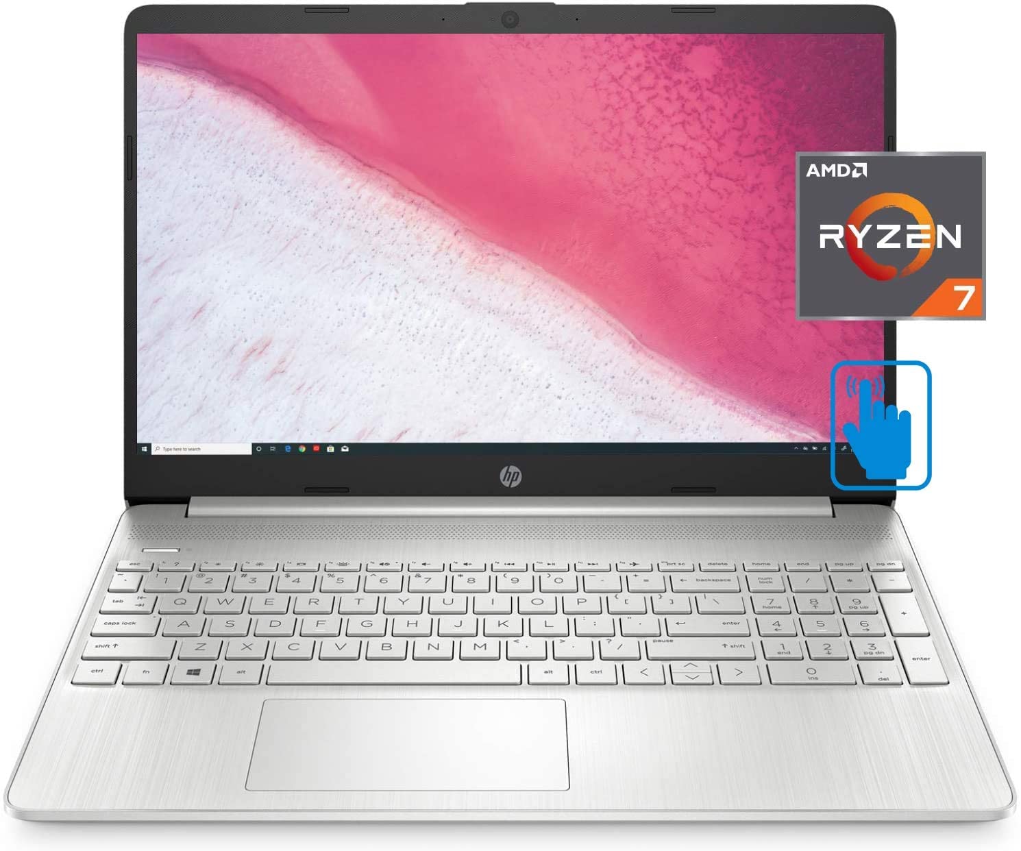 HP Newest 15.6" IPS FHD Touchscreen Laptop, AMD Ryzen 7 4700U Processor(>i7-10710U), Numeric Keypad, Webcam, 32GB DDR4 RAM, 1TB SSD, Windows 10 Home - Silver