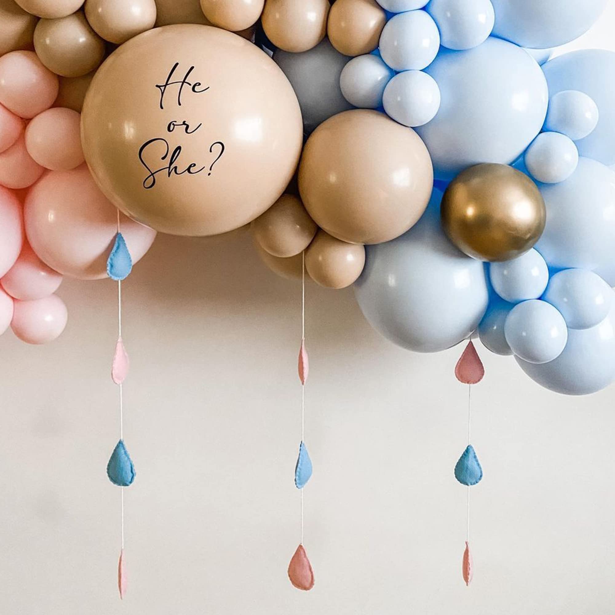 Pink and Blue Balloon Garland Arch Kit 76 Pcs Gender Reveal Decorations Double Stuffed Balloon Garland Peach Balloons For Boho brown balloon Baby Shower Graduation Birthday Decorations