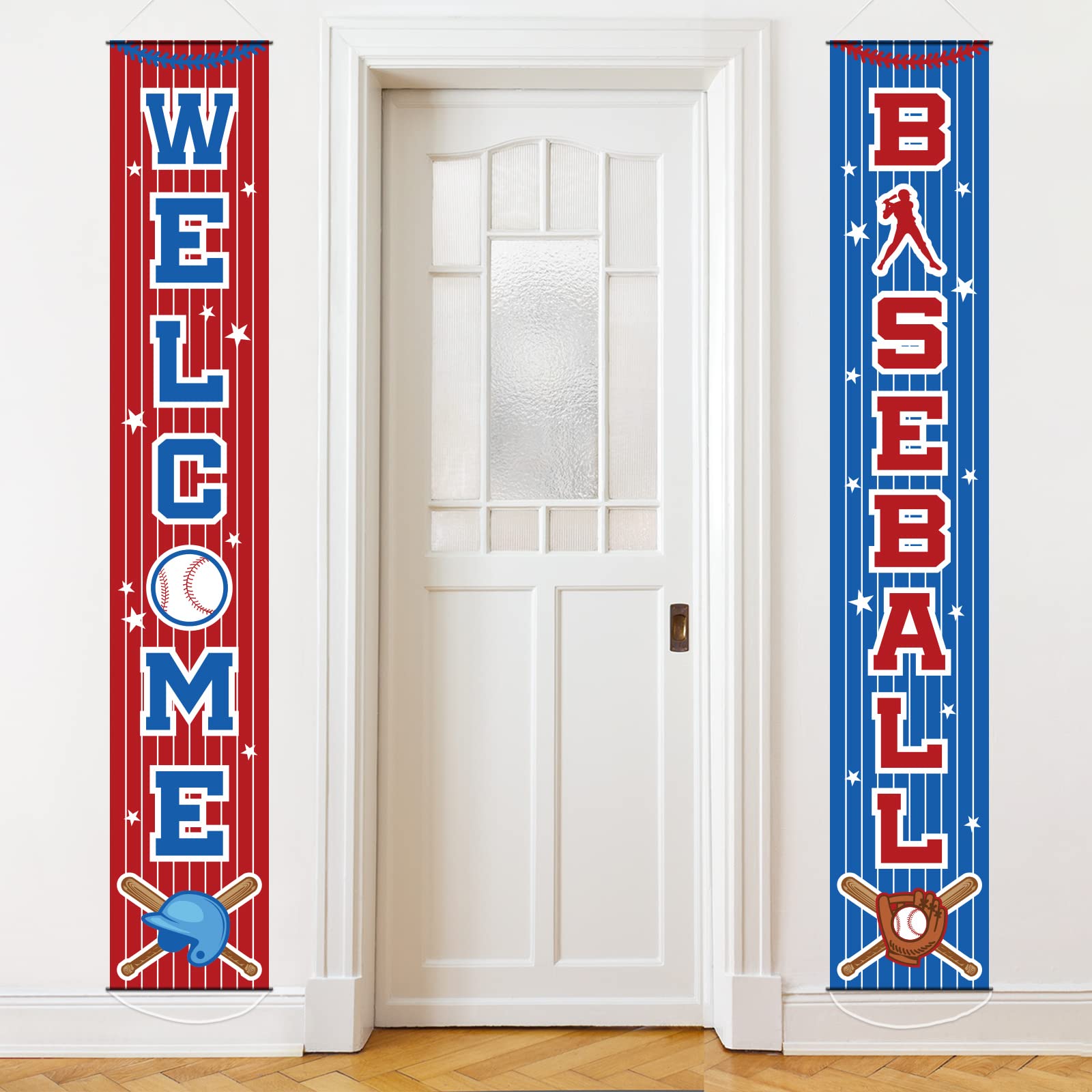 Baseball Party Decorations Baseball Themed Birthday Porch Sign Welcome Door Hanging Banner Baseball Sports Porch Sign for Boy Kid Teenager Baby Shower Baseball Birthday Party Supplies 71 x 12 Inches