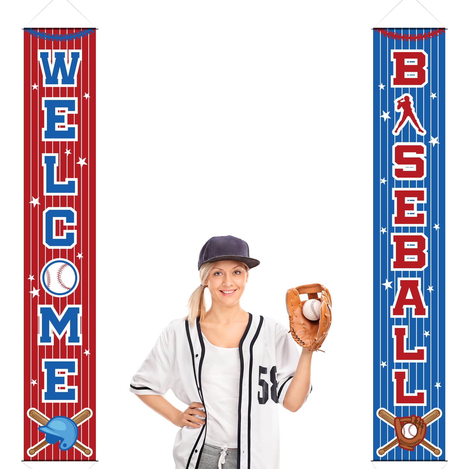 Baseball Party Decorations Baseball Themed Birthday Porch Sign Welcome Door Hanging Banner Baseball Sports Porch Sign for Boy Kid Teenager Baby Shower Baseball Birthday Party Supplies 71 x 12 Inches