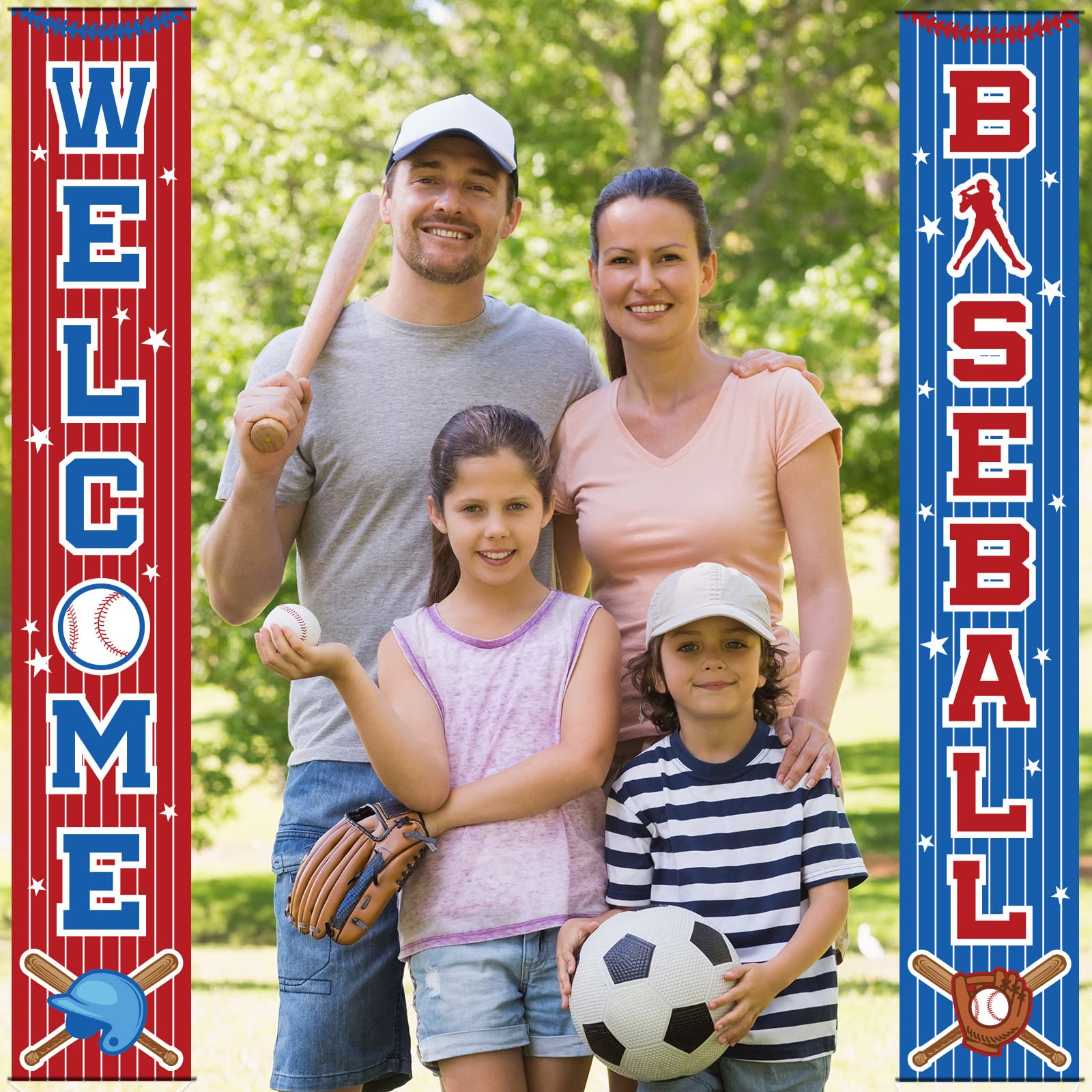 Baseball Party Decorations Baseball Themed Birthday Porch Sign Welcome Door Hanging Banner Baseball Sports Porch Sign for Boy Kid Teenager Baby Shower Baseball Birthday Party Supplies 71 x 12 Inches