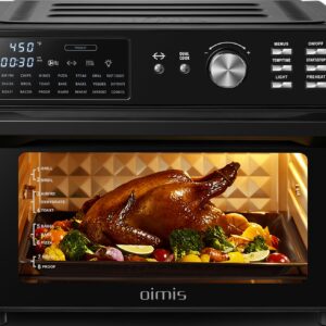 OIMIS Air Fryer Toaster Oven, 32QT Toaster Oven 21-in-1 Extra Large Countertop Convection Rotisserie Oven Patented Dual Air Duct System with 6 Accessories Recipes Black