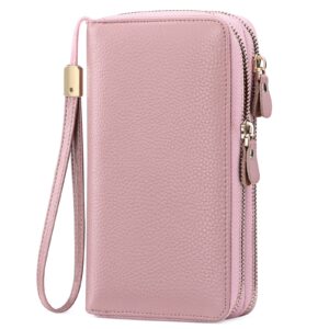 sendefn leather women wallet rfid blocking zipper around phone holder clutch wristlet large capacity