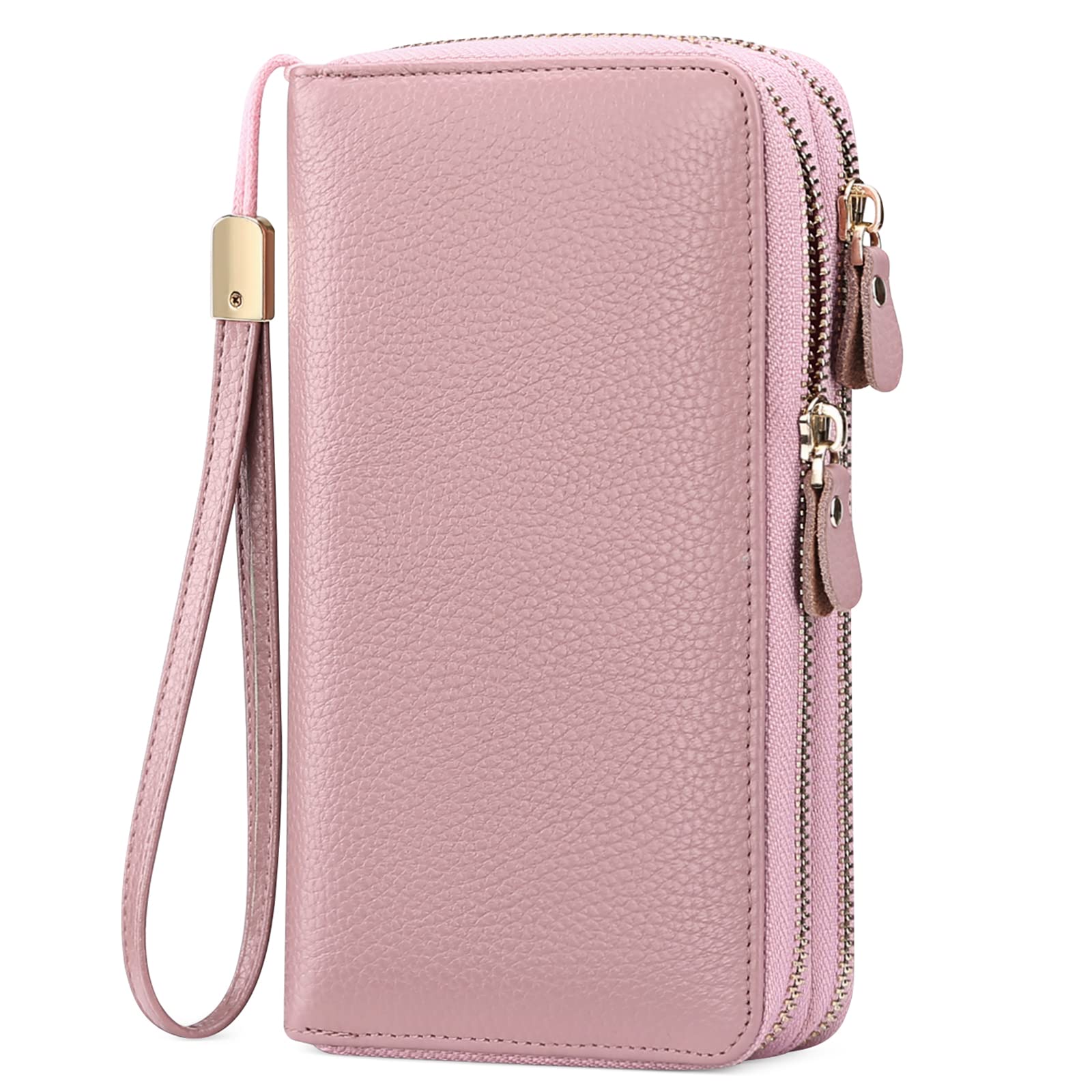 SENDEFN Leather Women Wallet RFID Blocking Zipper Around Phone Holder Clutch Wristlet Large Capacity