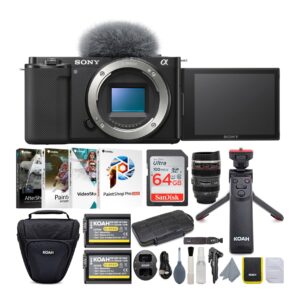 sony alpha zv-e10 aps-c interchangeable lens mirrorless vlog camera body (black) content creator's bundle (8 items)