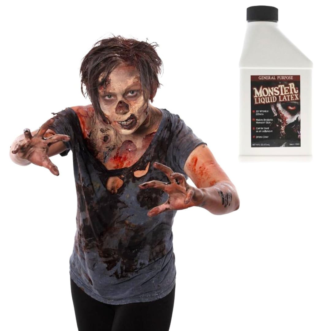 Monster Liquid Latex - Dries CLEAR - Creates Zombie Skin and FX