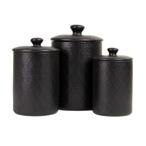 10 strawberry street kitchen canister, 3 piece set, marquis matte black