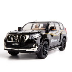 wakakac 1/18 scale model car prado alloy diecast collectible model vehicle pull back with light and sound toy car for boys(black)