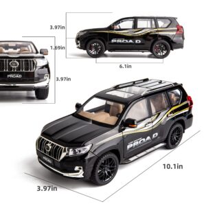 WAKAKAC 1/18 Scale Model Car Prado Alloy Diecast Collectible Model Vehicle Pull Back with Light and Sound Toy Car for Boys(Black)