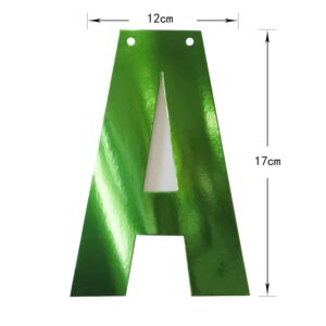 Glossy Green Happy Birthday Metallic Banner Greenery Theme Party Decoration Garland Supplies Signs for Funny New Years Birthday Nursery Hanging Décor 13pcs