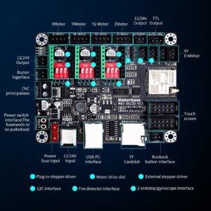 Makerbase MKS DLC32 Laser Engraver DIY Desktop Engraving Machine Mainboard Upgrade Offline Controller 32bits ESP32 WiFi TFT Touch Screen Color Display TS35 LightBurn LaserGRBL Phone App Web Control