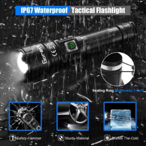 Goreit Flashlights High Lumens Rechargeable, 950000 Lumen XHP70.2 LED Flashlight USB Super Bright Flash Lights, High Powered Handheld Flashlights for Emergencies Camping, Waterproof, Adjustable Focus