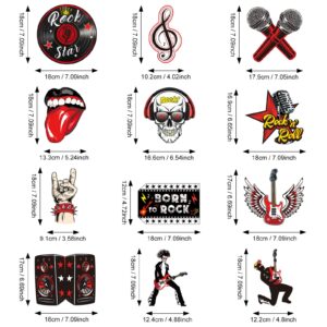 Zonon 53 Pieces Rock and Roll Theme Party Decorations, Guitar Record Sign Rock Star Music Party Hanging Swirls Ceiling Decor for 50's 60's Rock Music Theme Party Favors Supplies