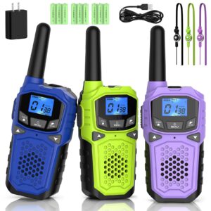 3 walkie talkies for adults long range-woktok rechargeable portable 2 way radios,hiking accessories camping gear,with sos siren,noaa weather alert,vox,easy to use camping hiking