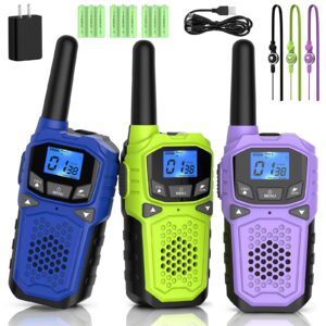 3 Walkie Talkies for Adults Long Range-WokTok Rechargeable Portable 2 Way Radios,Hiking Accessories Camping Gear,with SOS Siren,NOAA Weather Alert,VOX,Easy to Use Camping Hiking