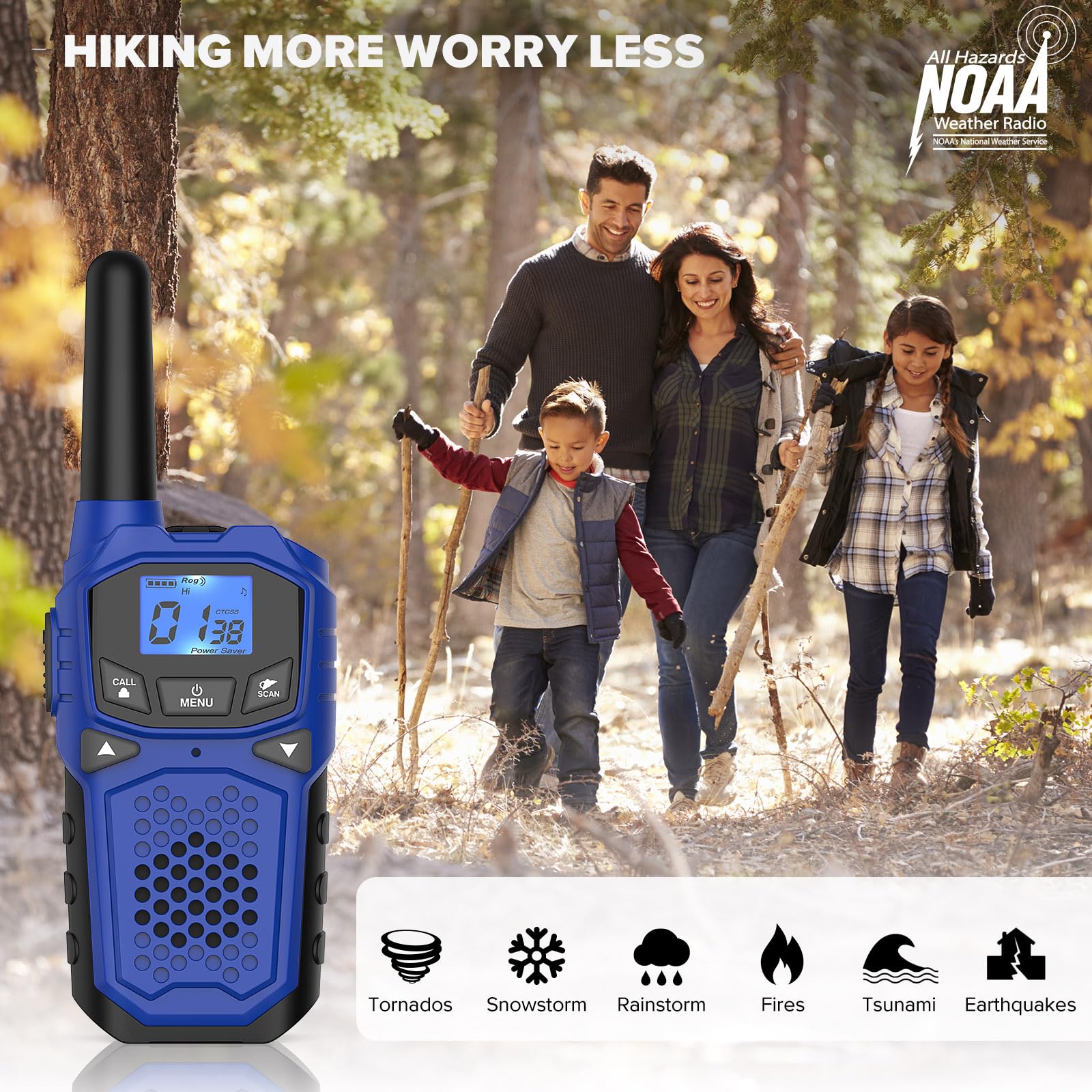 3 Walkie Talkies for Adults Long Range-WokTok Rechargeable Portable 2 Way Radios,Hiking Accessories Camping Gear,with SOS Siren,NOAA Weather Alert,VOX,Easy to Use Camping Hiking