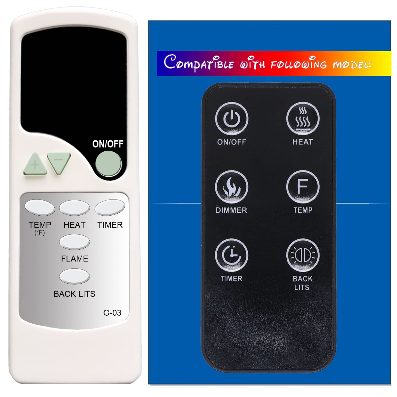 Replacement Remote Control for Greystone Electric RV Fireplace 324-000081 324-000084 324-000145 324-000146 F2655T F4711 RC1007A-W36BLFW RC1007A-W36SSCW-1 W36BCFW W36BLFW W36BLFW-1 W36SSCW-1 W36SSLW