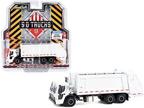 ModelToyCars 2020 Mack LR Rear Loader Refuse Garbage Truck, White - Greenlight 45130B/48 - 1/64 Scale Diecast Model Toy Car