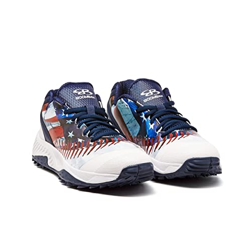 Boombah Women's Dart Low Flag 1 Turf Shoes Navy/White/Red - Size 9