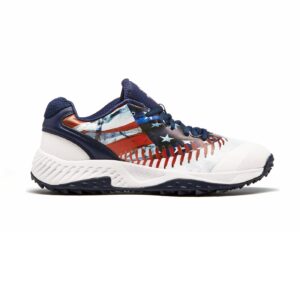 boombah women's dart low flag 1 turf shoes navy/white/red - size 10