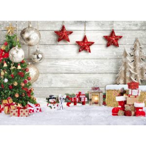 sjoloon christmas backdrop white wood floor with snowflake backdrop christmas tree gifts background for christmas party decoration family gathering 12392 (7x5ft)